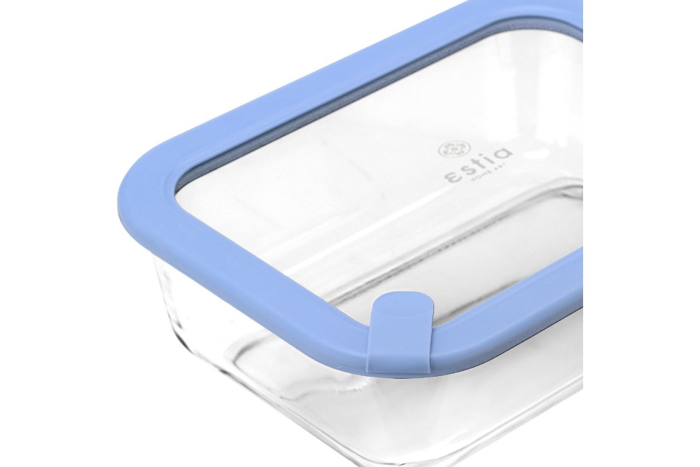 ESTIA ΦΑΓΗΤΟΔΟΧΕΙΟ COLORSEAL ΓΥΑΛΙΝΟ 1520ml 23.5x17.8x7.6cm ΜΕ ΚΑΠΑΚΙ ΣΙΛΙΚΟΝΗΣ ΜΠΛΕ