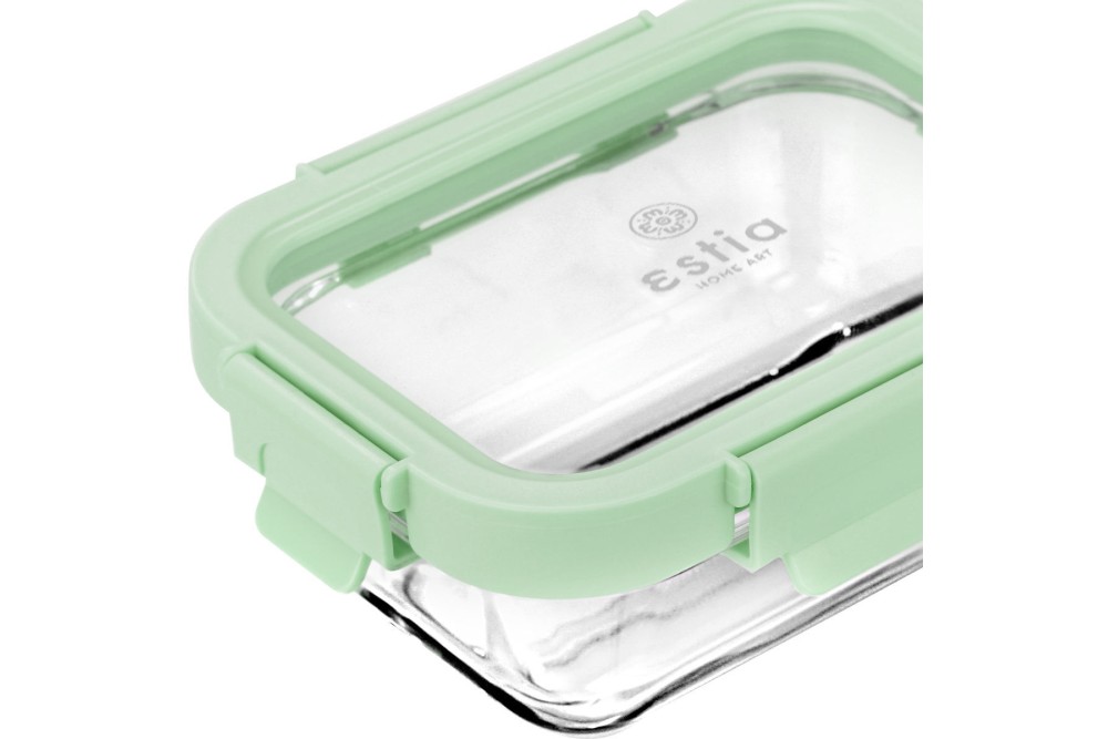 ESTIA ΦΑΓΗΤΟΔΟΧΕΙΟ CLICK&SEAL ΓΥΑΛΙΝΟ 370ml 16.3x12.3x6.2cm ΜΕ ΚΑΠΑΚΙ ΠΛΑΣΤΙΚΟ MINT
