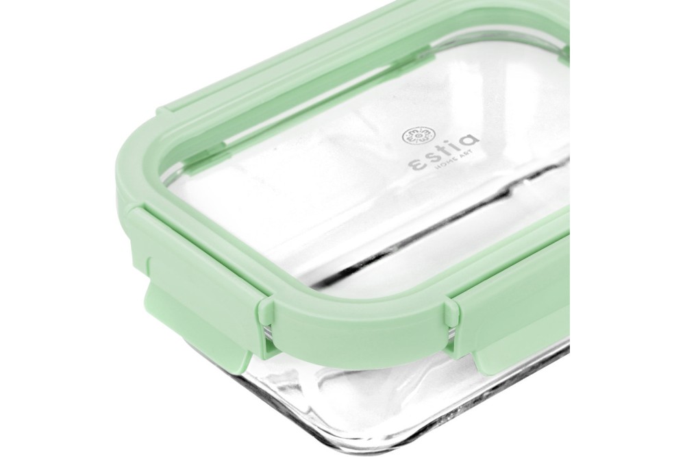 ESTIA ΦΑΓΗΤΟΔΟΧΕΙΟ CLICK&SEAL ΓΥΑΛΙΝΟ 640ml 18.9x14.5x6.7 ΜΕ ΚΑΠΑΚΙ ΠΛΑΣΤΙΚΟ MINT
