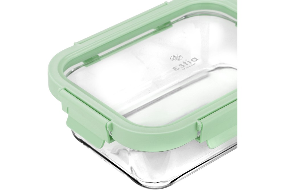 ESTIA ΦΑΓΗΤΟΔΟΧΕΙΟ CLICK&SEAL ΓΥΑΛΙΝΟ 1050ml 21.6x16.5x7.4cm ΜΕ ΚΑΠΑΚΙ ΠΛΑΣΤΙΚΟ MINT