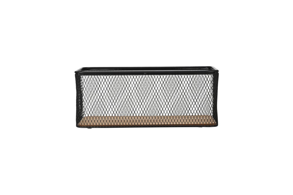 ESTIA ΚΑΛΑΘΙ ΑΠΟΘΗΚΕΥΣΗΣ & ΟΡΓΑΝΩΣΗΣ WIRED ΜΕΤΑΛΛΙΚΟ 30.5x16.5x12.5cm ΜΑΥΡΟ ΜΕ ΒΑΣΗ ΑΚΑΚΙΑΣ