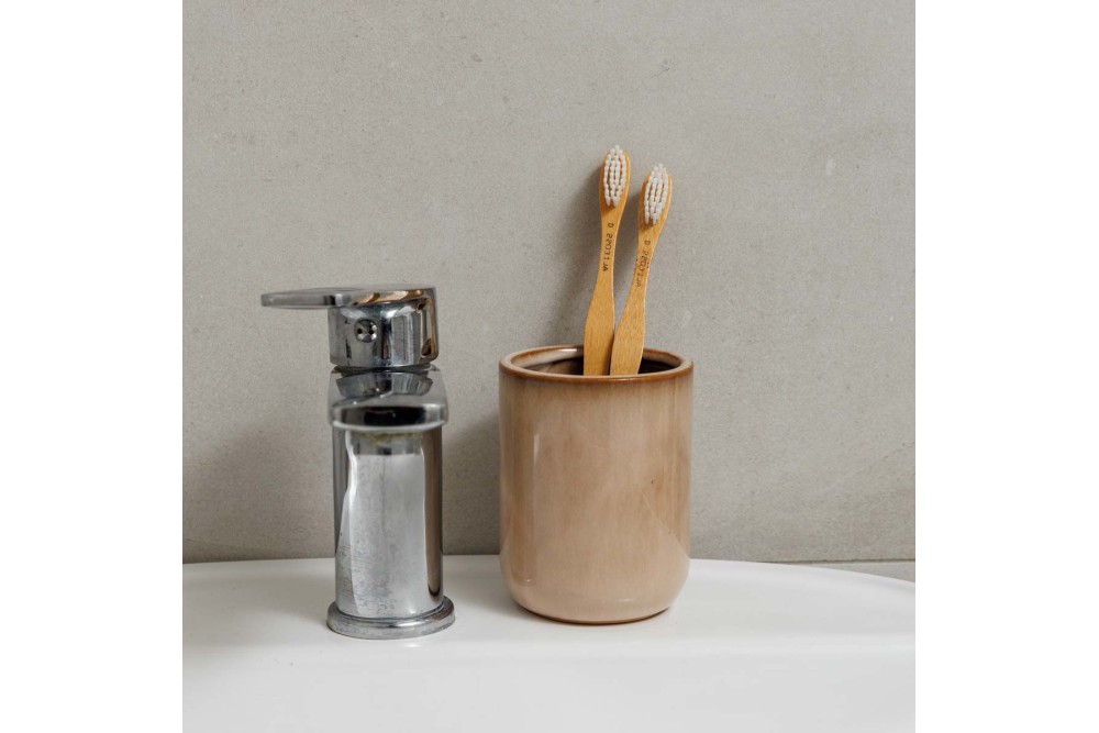 ESTIA ΠΟΤΗΡΑΚΙ ΜΠΑΝΙΟΥ SATIN ΚΕΡΑΜΙΚΟ 7.5x7.5x9cm