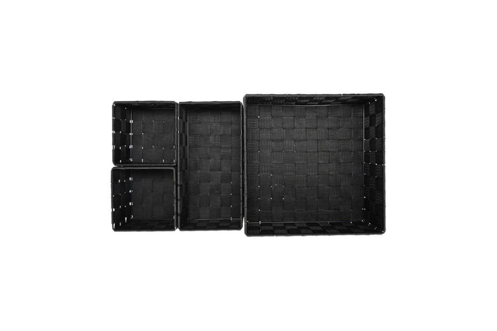 ESTIA ΚΑΛΑΘΙΑ ΟΡΓΑΝΩΣΗΣ WOVEN ΣΕΤ 4 ΤΕΜ. 28x28x10cm - 26x13x9cm - 13x13x9cm ΜΑΥΡΑ