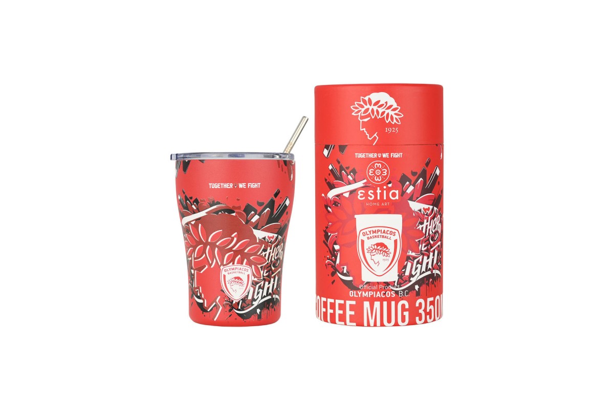 ESTIA ΘΕΡΜΟΣ COFFEE MUG OLYMPIACOS BC EDITION TOGETHER WE FIGHT 350ml