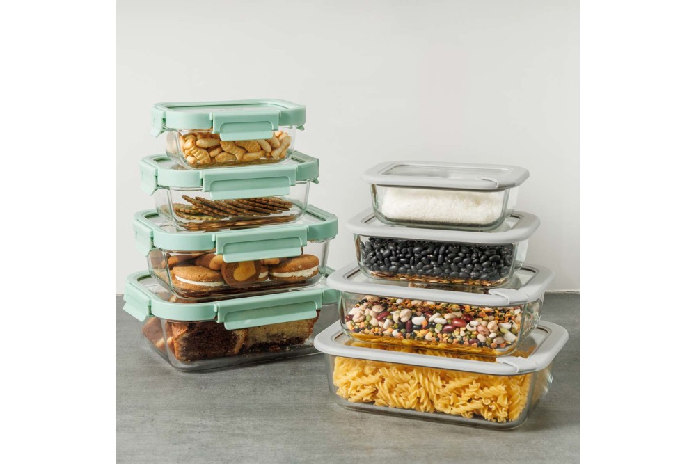 ESTIA ΦΑΓΗΤΟΔΟΧΕΙΟ CLICK&SEAL ΓΥΑΛΙΝΟ 1050ml 21.6x16.5x7.4cm ΜΕ ΚΑΠΑΚΙ ΠΛΑΣΤΙΚΟ MINT