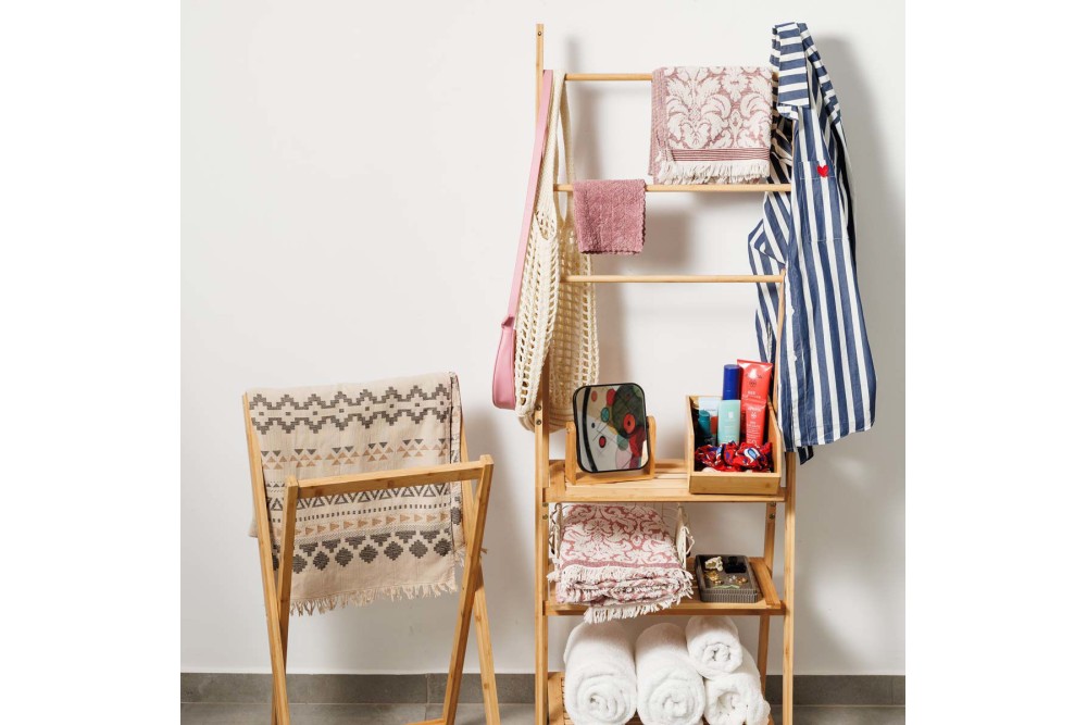 ESTIA ΡΑΦΙΕΡΑ ΔΑΠΕΔΟΥ ΟΡΓΑΝΩΣΗΣ ΒΑΜΒΟΟ ESSENTIALS ΜΕ 3 ΡΑΦΙΑ ΦΥΣΙΚΟ ΧΡΩΜΑ