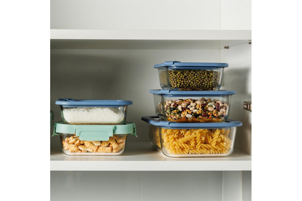 ESTIA ΦΑΓΗΤΟΔΟΧΕΙΟ COLORSEAL ΓΥΑΛΙΝΟ 1520ml 23.5x17.8x7.6cm ΜΕ ΚΑΠΑΚΙ ΣΙΛΙΚΟΝΗΣ ΜΠΛΕ