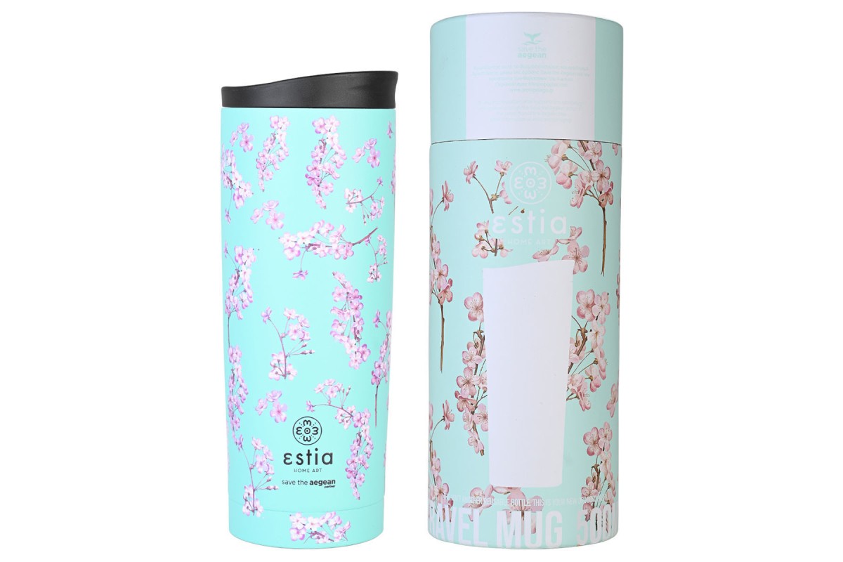 ESTIA ΘΕΡΜΟΣ TRAVEL MUG SAVE THE AEGEAN 500ml BLOSSOM GREEN