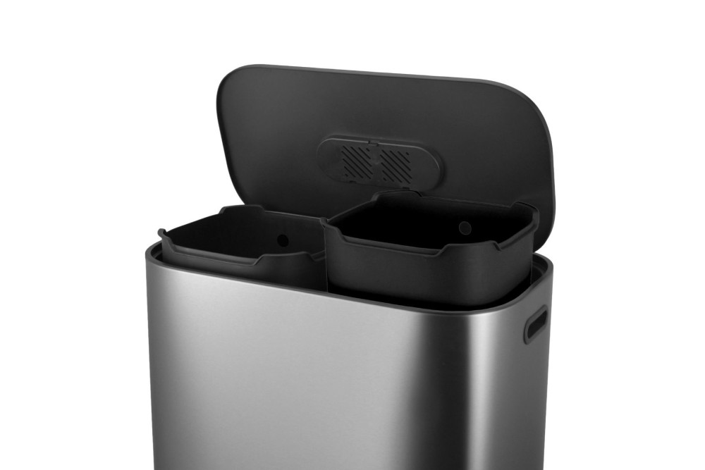 ESTIA ΚΑΔΟΣ ΑΠΟΡΡΙΜΑΤΩΝ DUOPRIME SOFT CLOSE 60lt ΜΕ ΔΥΟ ΔΟΧΕΙΑ 30&30lt INOX