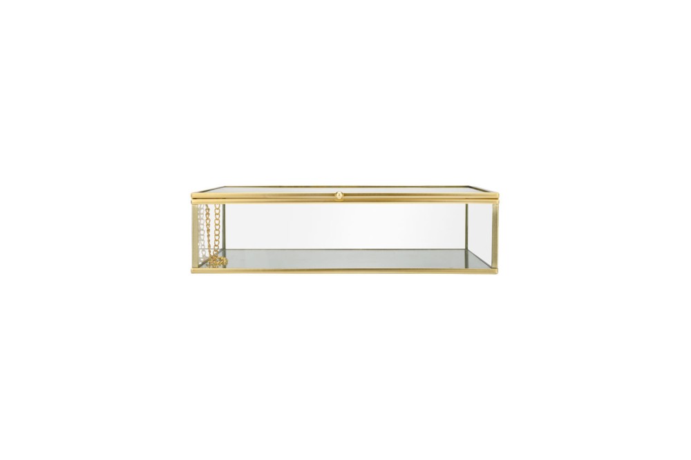 ESTIA ΚΟΥΤΙ ΟΡΓΑΝΩΣΗΣ ΓΥΑΛΙΝΟ ΜΕ ΚΑΘΡΕΠΤΗ & ΧΡΥΣΟ ΜΕΤΑΛΛΙΚΟ ΠΛΑΙΣΙΟ 24x14x6cm