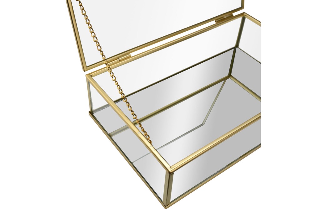 ESTIA ΚΟΥΤΙ ΟΡΓΑΝΩΣΗΣ ΓΥΑΛΙΝΟ ΜΕ ΚΑΘΡΕΠΤΗ & ΧΡΥΣΟ ΜΕΤΑΛΛΙΚΟ ΠΛΑΙΣΙΟ 24x14x6cm