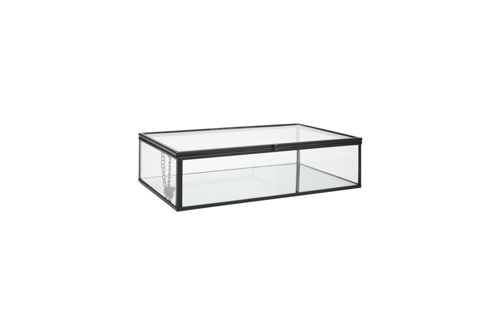 ESTIA ΚΟΥΤΙ ΟΡΓΑΝΩΣΗΣ ΓΥΑΛΙΝΟ ΜΕ ΚΑΘΡΕΠΤΗ & ΜΑΥΡΟ ΜΕΤΑΛΛΙΚΟ ΠΛΑΙΣΙΟ 24x14x6cm