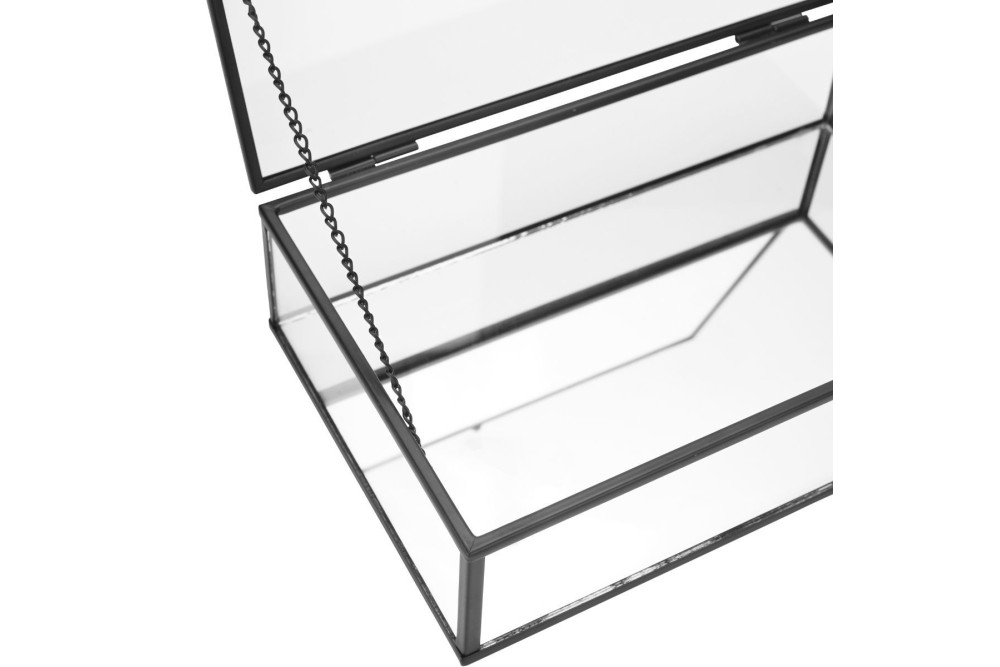 ESTIA ΚΟΥΤΙ ΟΡΓΑΝΩΣΗΣ ΓΥΑΛΙΝΟ ΜΕ ΚΑΘΡΕΠΤΗ & ΜΑΥΡΟ ΜΕΤΑΛΛΙΚΟ ΠΛΑΙΣΙΟ 24x14x6cm