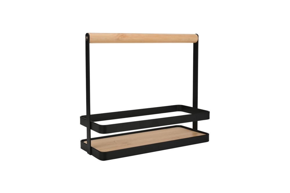 ESTIA ΘΗΚΗ ΟΡΓΑΝΩΣΗΣ BAMBOO ESSENTIALS ΜΕ ΧΕΡΟΥΛΙ 24x10.5x21.3cm ΜΕΤΑΛΛΙΚΗ ΜΑΥΡΗ