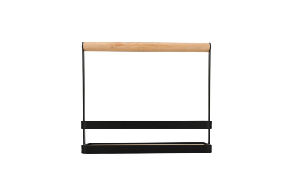 ESTIA ΘΗΚΗ ΟΡΓΑΝΩΣΗΣ BAMBOO ESSENTIALS ΜΕ ΧΕΡΟΥΛΙ 24x10.5x21.3cm ΜΕΤΑΛΛΙΚΗ ΜΑΥΡΗ