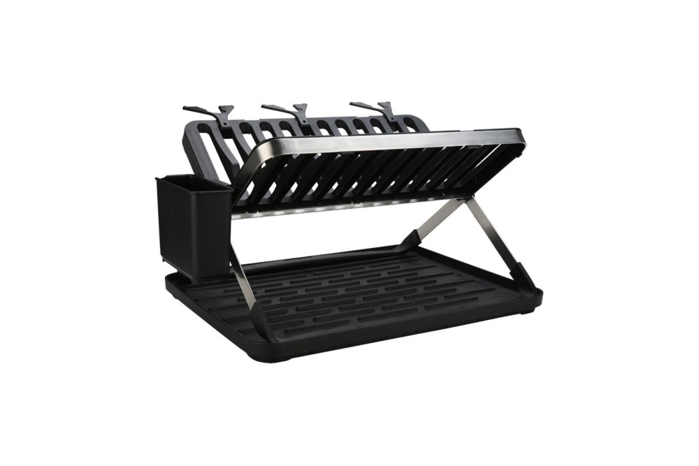 ESTIA ΠΙΑΤΟΘΗΚΗ ΑΝΑΔΙΠΛΟΥΜΕΝΗ ΑΝΟΞΕΙΔΩΤΗ 2 ΕΠΙΠΕΔΩΝ 48x35.4x27.2cm ΜΑΥΡΗ