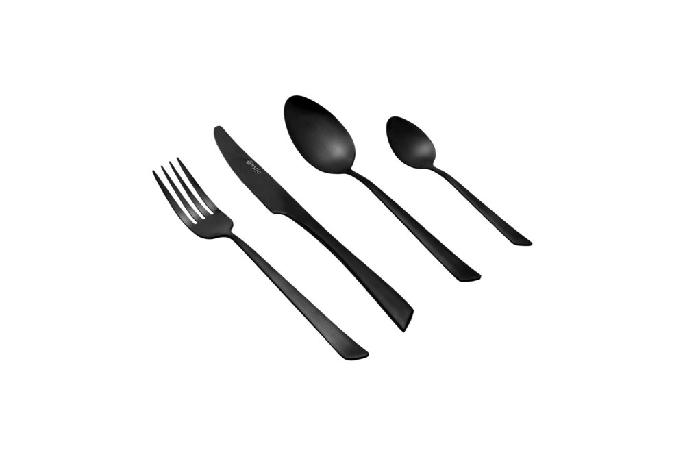 ESTIA ΣΕΤ ΜΑΧΑΙΡΟΠΙΡΟΥΝΑ EDGE BLACK ΑΝΟΞΕΙΔΩΤΟ ΑΤΣΑΛΙ 18/0 ΜΑΥΡΟ MAT 24 ΤΕΜ.