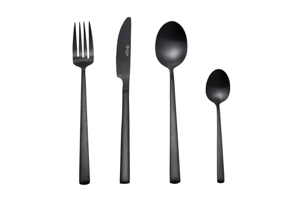 ESTIA ΣΕΤ ΜΑΧΑΙΡΟΠΙΡΟΥΝΑ PRESTIGE BLACK ΑΝΟΞΕΙΔΩΤΟ ΑΤΣΑΛΙ 18/0 ΜΑΥΡΟ MAT 24 ΤΕΜ.