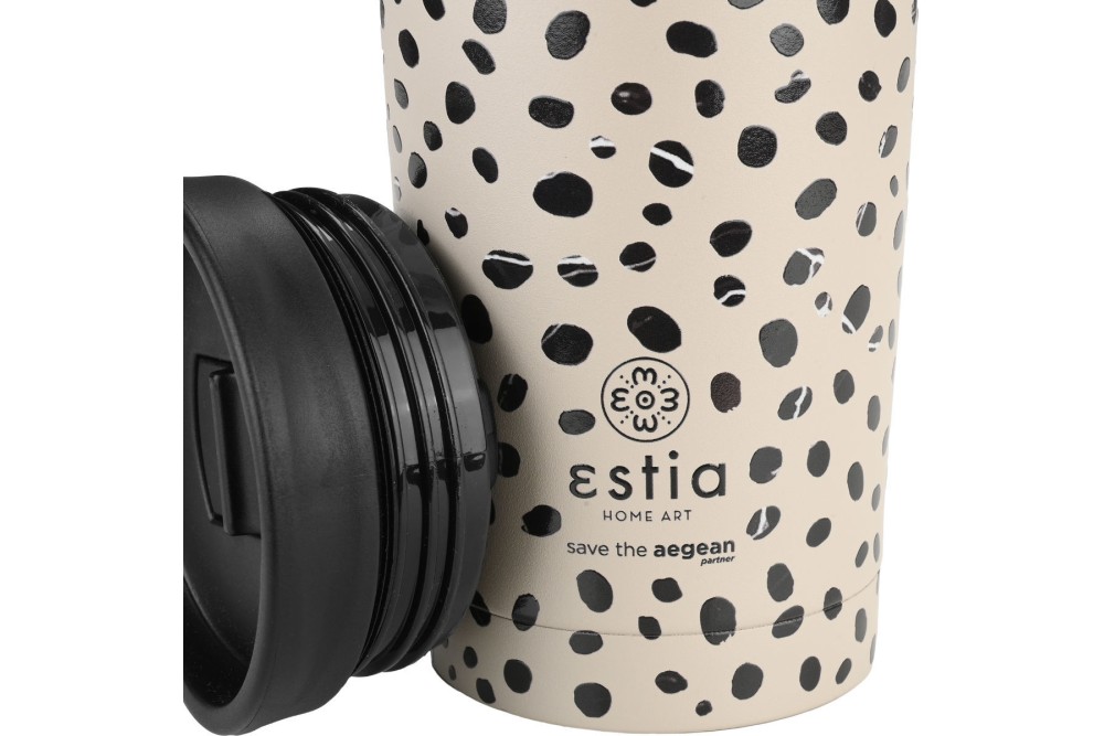 ESTIA ΘΕΡΜΟΣ TRAVEL MUG SAVE THE AEGEAN 350ml LEOPARD TAUPE