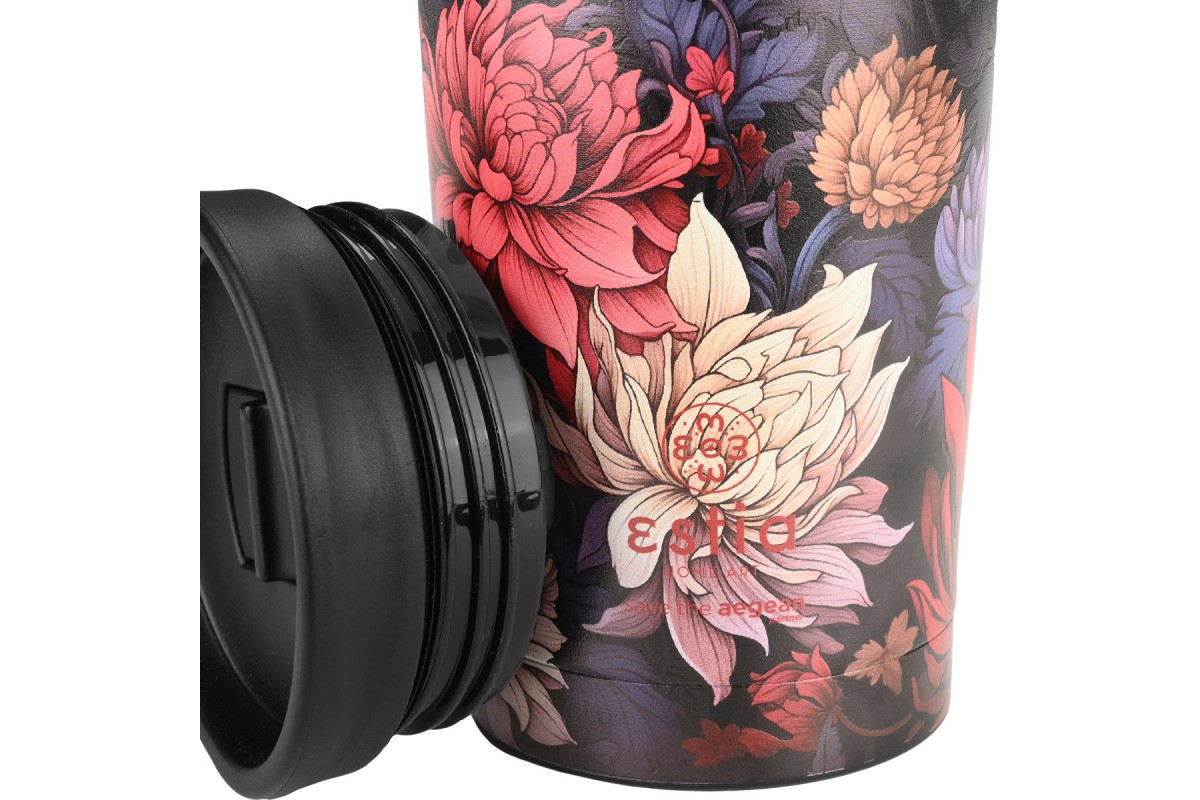 ESTIA ΘΕΡΜΟΣ TRAVEL MUG SAVE THE AEGEAN 350ml MIDNIGHT BLOSSOM