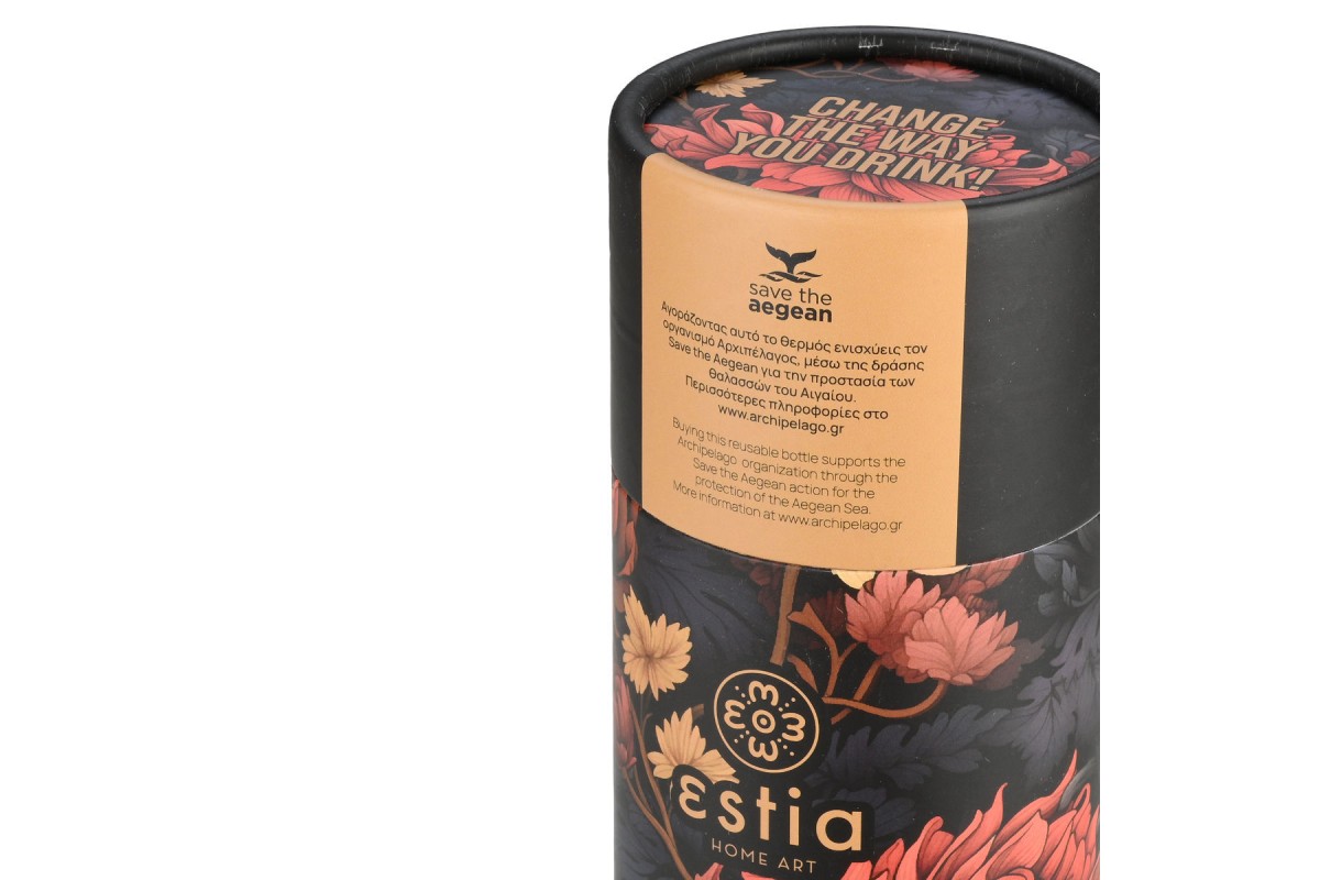 ESTIA ΘΕΡΜΟΣ TRAVEL FLASK SAVE THE AEGEAN 500ml MIDNIGHT BLOSSOM ESTIA ΘΕΡΜΟΣ TRAVEL FLASK SAVE THE AEGEAN 500ml MIDNIGHT BLOSSOM