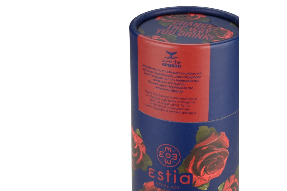 ESTIA ΘΕΡΜΟΣ TRAVEL FLASK SAVE THE AEGEAN 500ml ELECTRIC ROSES