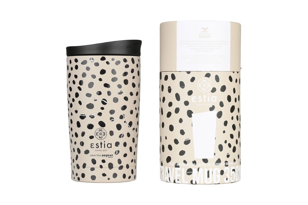 ESTIA ΘΕΡΜΟΣ TRAVEL MUG SAVE THE AEGEAN 350ml LEOPARD TAUPE