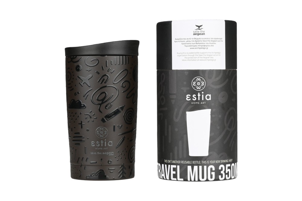 ESTIA ΘΕΡΜΟΣ TRAVEL MUG SAVE THE AEGEAN 350ml NOIR ECHO