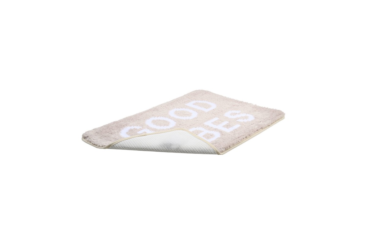 ESTIA ΤΑΠΕΤΟ ΜΠΑΝΙΟΥ GOOD VIBES 40x60cm 100% ΜΙΚΡΟΪΝΕΣ TAUPE