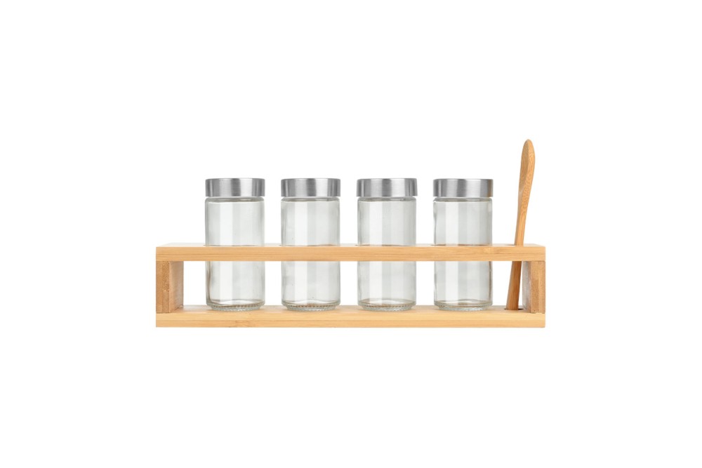 ESTIA ΔΟΧΕΙΑ ΜΠΑΧΑΡΙΚΩΝ BAMBOO ESSENTIALS ΓΥΑΛΙΝΑ ΣΕΤ 6 ΤΕΜ ΜΕ ΜΕΤΑΛΛΙΚΟ ΚΑΠΑΚΙ & ΒΑΣΗ BAMBOO ΜΕ ΚΟΥ
