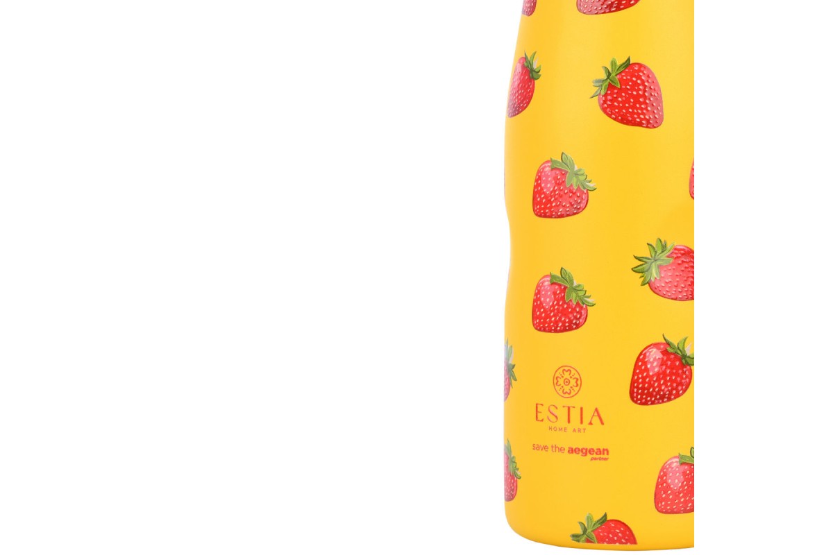 ESTIA ΘΕΡΜΟΣ TRAVEL FLASK SAVE THE AEGEAN 500ml BERRY BRIGHT ESTIA ΘΕΡΜΟΣ TRAVEL FLASK SAVE THE AEGEAN 500ml BERRY BRIGHT