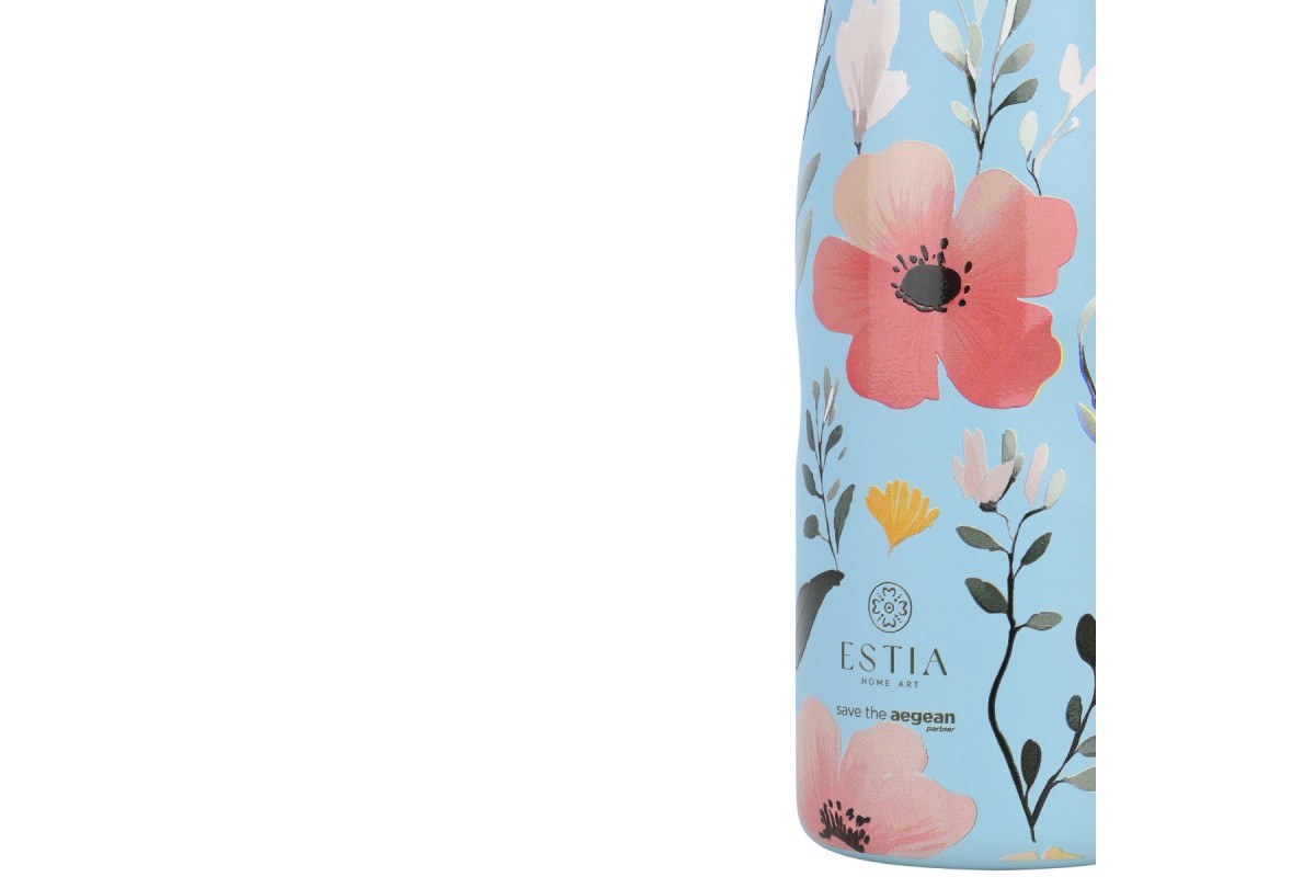 ESTIA ΘΕΡΜΟΣ TRAVEL FLASK SAVE THE AEGEAN 500ml SKY GARDEN ESTIA ΘΕΡΜΟΣ TRAVEL FLASK SAVE THE AEGEAN 500ml SKY GARDEN