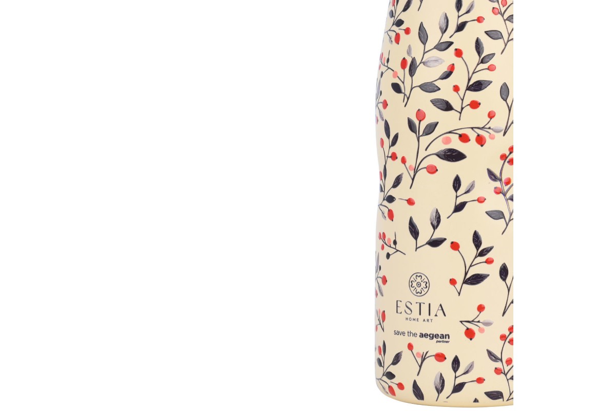 ESTIA ΘΕΡΜΟΣ TRAVEL FLASK SAVE THE AEGEAN 500ml BLOOM BEIGE ESTIA ΘΕΡΜΟΣ TRAVEL FLASK SAVE THE AEGEAN 500ml BLOOM BEIGE