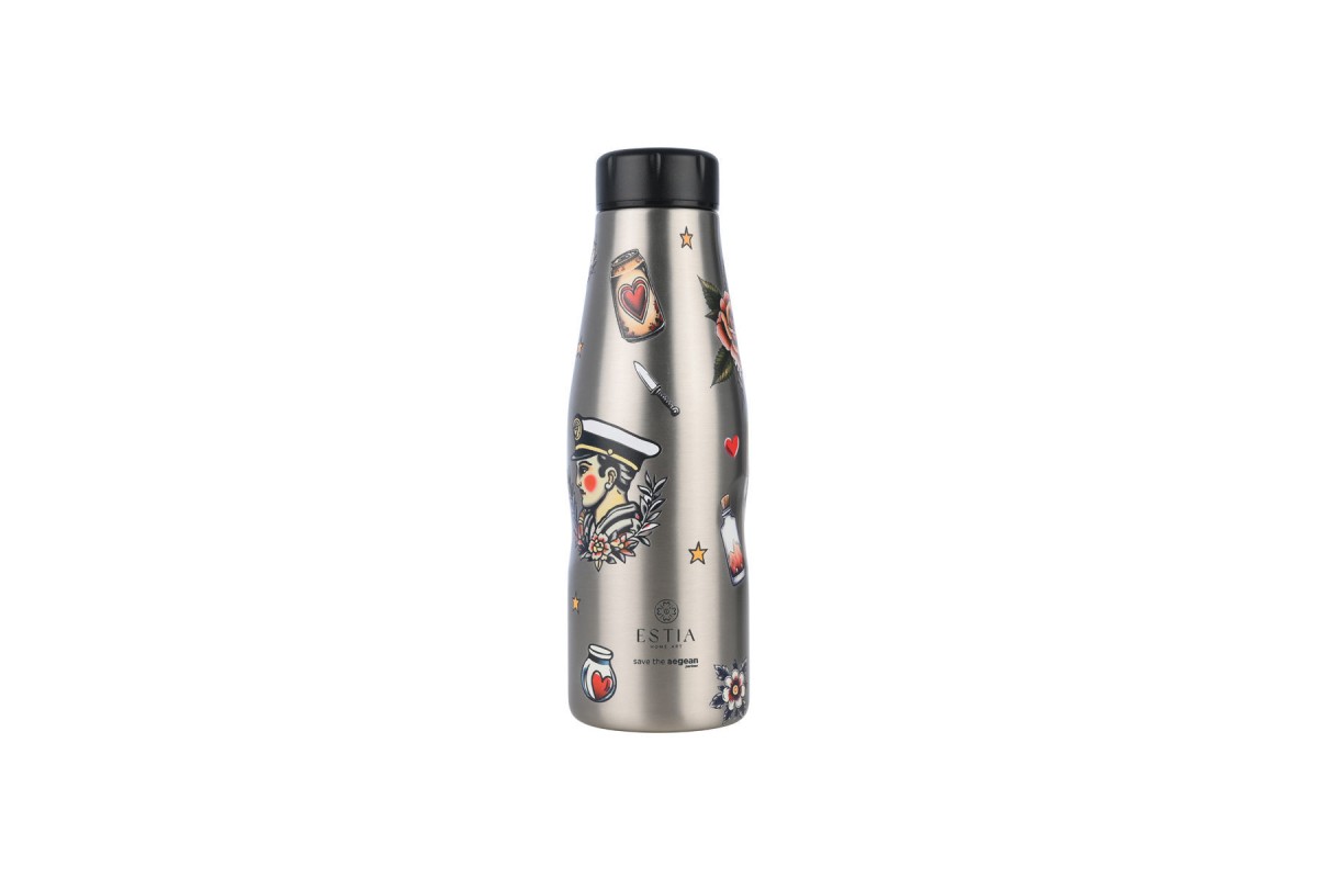 ESTIA ΘΕΡΜΟΣ TRAVEL FLASK SAVE THE AEGEAN 500ml OLD SCHOOL INK