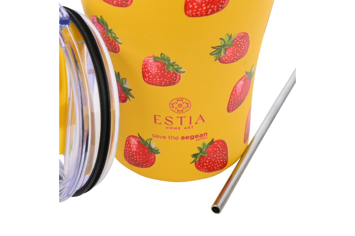 ESTIA ΘΕΡΜΟΣ COFFEE MUG SAVE THE AEGEAN 350ml BERRY BRIGHT ESTIA ΘΕΡΜΟΣ COFFEE MUG SAVE THE AEGEAN 350ml BERRY BRIGHT