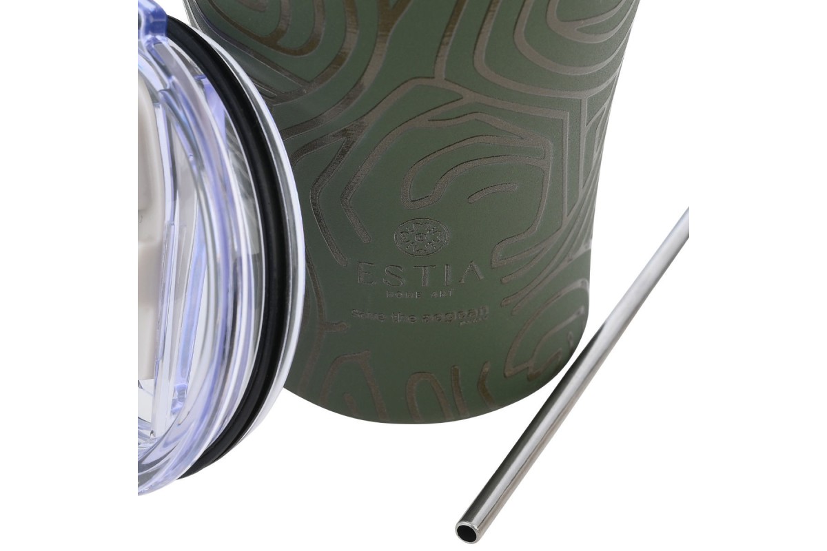 ESTIA ΘΕΡΜΟΣ COFFEE MUG SAVE THE AEGEAN 350ml OLIVE FLOW ESTIA ΘΕΡΜΟΣ COFFEE MUG SAVE THE AEGEAN 350ml OLIVE FLOW