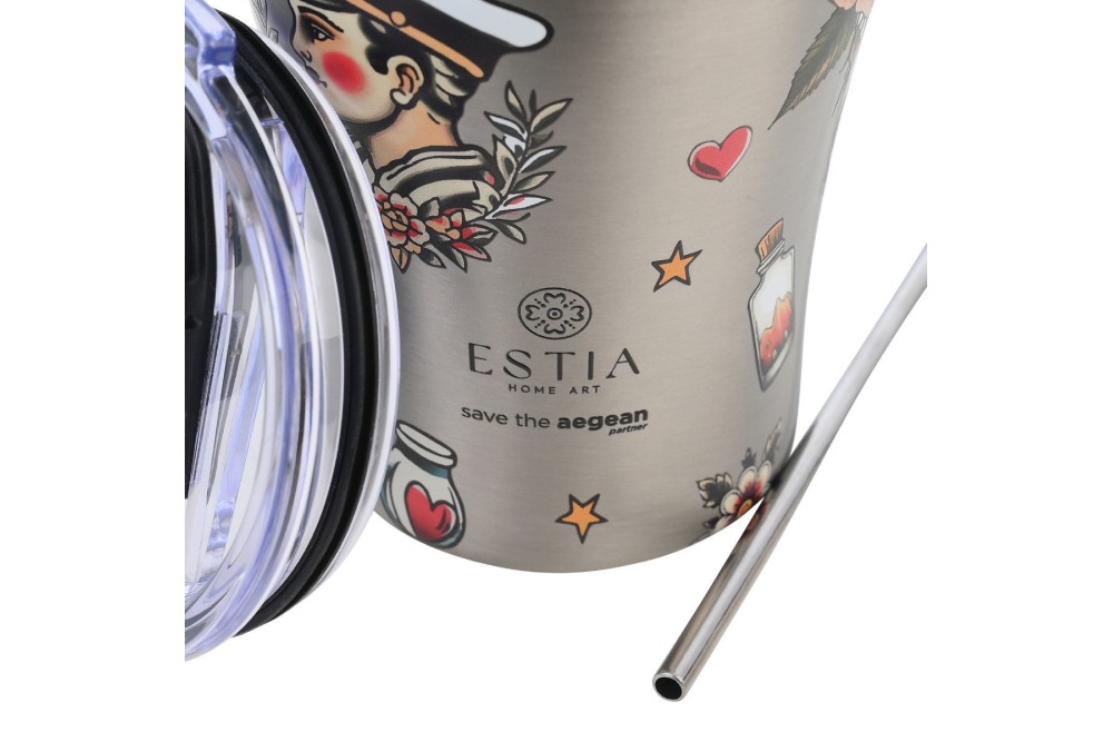 ESTIA ΘΕΡΜΟΣ COFFEE MUG SAVE THE AEGEAN 350ml OLD SCHOOL INK