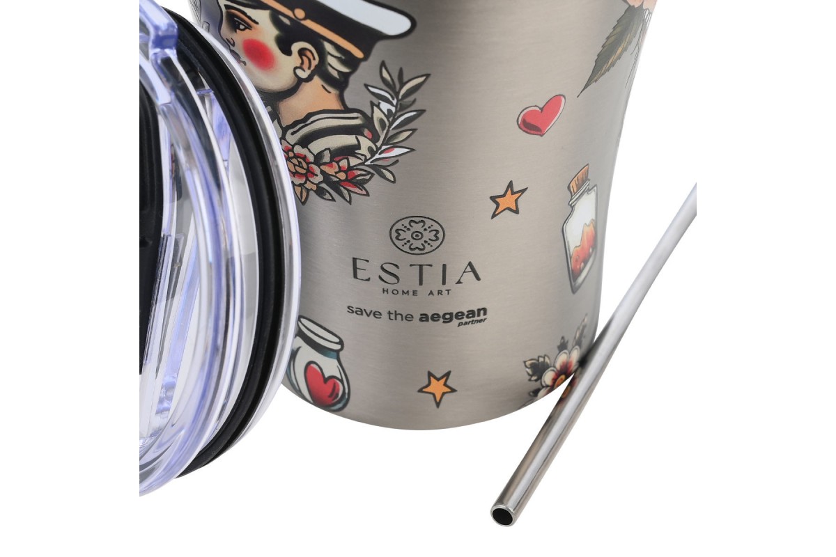 ESTIA ΘΕΡΜΟΣ COFFEE MUG SAVE THE AEGEAN 350ml OLD SCHOOL INK ESTIA ΘΕΡΜΟΣ COFFEE MUG SAVE THE AEGEAN 350ml OLD SCHOOL INK