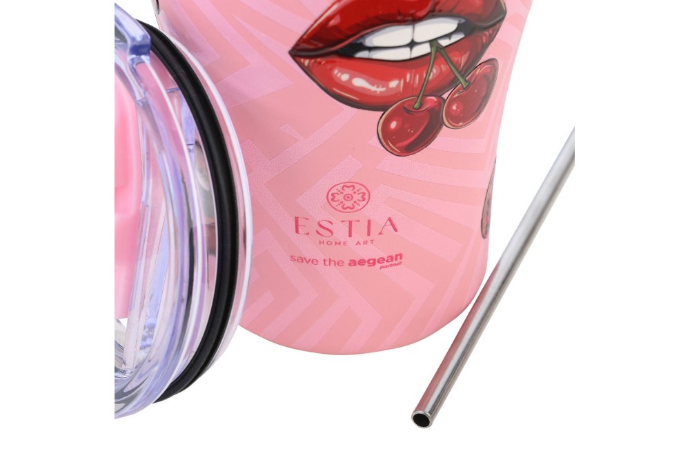 ESTIA ΘΕΡΜΟΣ COFFEE MUG SAVE THE AEGEAN 350ml BLUSH POP