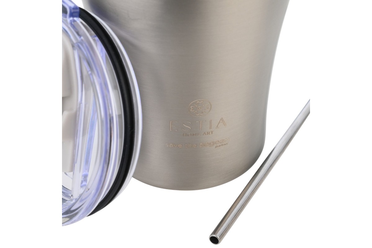 ESTIA ΘΕΡΜΟΣ COFFEE MUG SAVE THE AEGEAN 350ml STEEL FLOW ESTIA ΘΕΡΜΟΣ COFFEE MUG SAVE THE AEGEAN 350ml STEEL FLOW