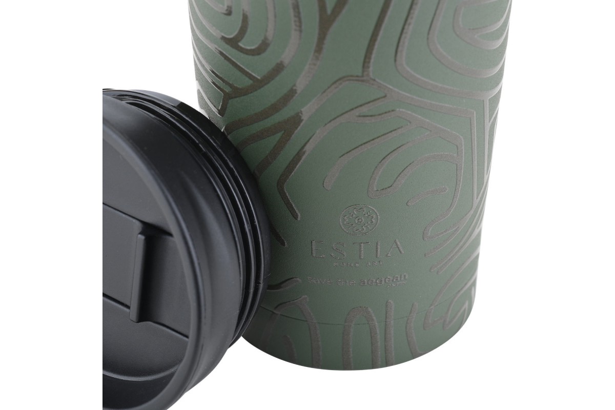 ESTIA ΘΕΡΜΟΣ TRAVEL MUG SAVE THE AEGEAN 350ml OLIVE FLOW ESTIA ΘΕΡΜΟΣ TRAVEL MUG SAVE THE AEGEAN 350ml OLIVE FLOW
