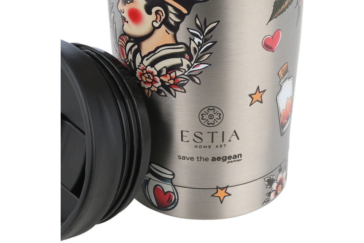 ESTIA ΘΕΡΜΟΣ TRAVEL MUG SAVE THE AEGEAN 350ml OLD SCHOOL INK ESTIA ΘΕΡΜΟΣ TRAVEL MUG SAVE THE AEGEAN 350ml OLD SCHOOL INK