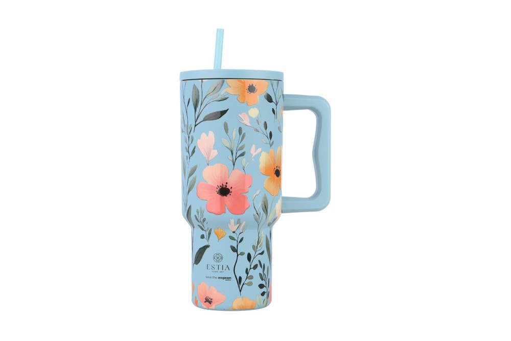 ESTIA ΘΕΡΜΟΣ STRAW TUMBLER XL SAVE THE AEGEAN 900ml SKY GARDEN