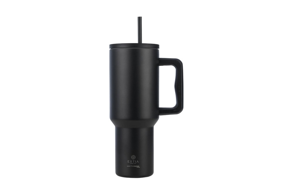 ΘΕΡΜΟΣ STRAW TUMBLER XL SAVE THE AEGEAN 1200ml MIDNIGHT BLACK
