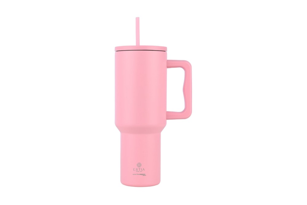 ESTIA ΘΕΡΜΟΣ STRAW TUMBLER XL SAVE THE AEGEAN 1200ml BLOSSOM ROSE