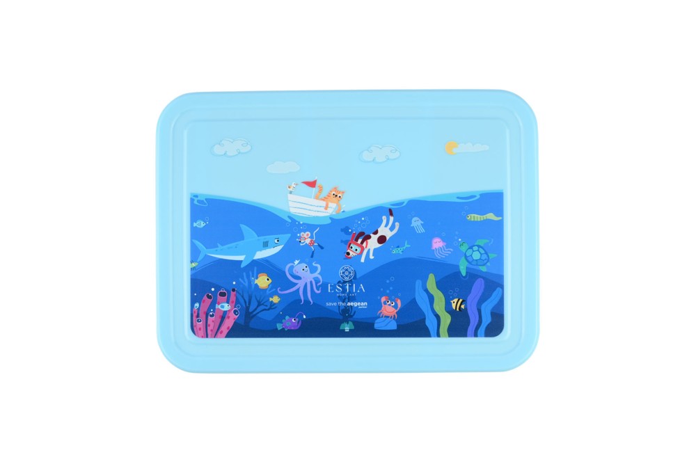 ESTIA ΠΑΙΔΙΚΟ ΦΑΓΗΤΟΔΟΧΕΙΟ SAVE THE AEGEAN 1330ml ΜΕ 5 ΘΗΚΕΣ OCEAN PLAY