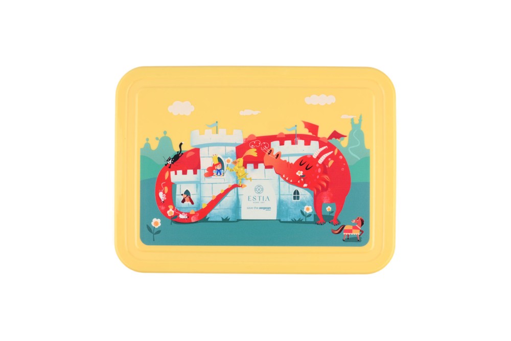 ESTIA ΠΑΙΔΙΚΟ ΦΑΓΗΤΟΔΟΧΕΙΟ SAVE THE AEGEAN 1330ml ΜΕ 5 ΘΗΚΕΣ FORTRESS DRAGON