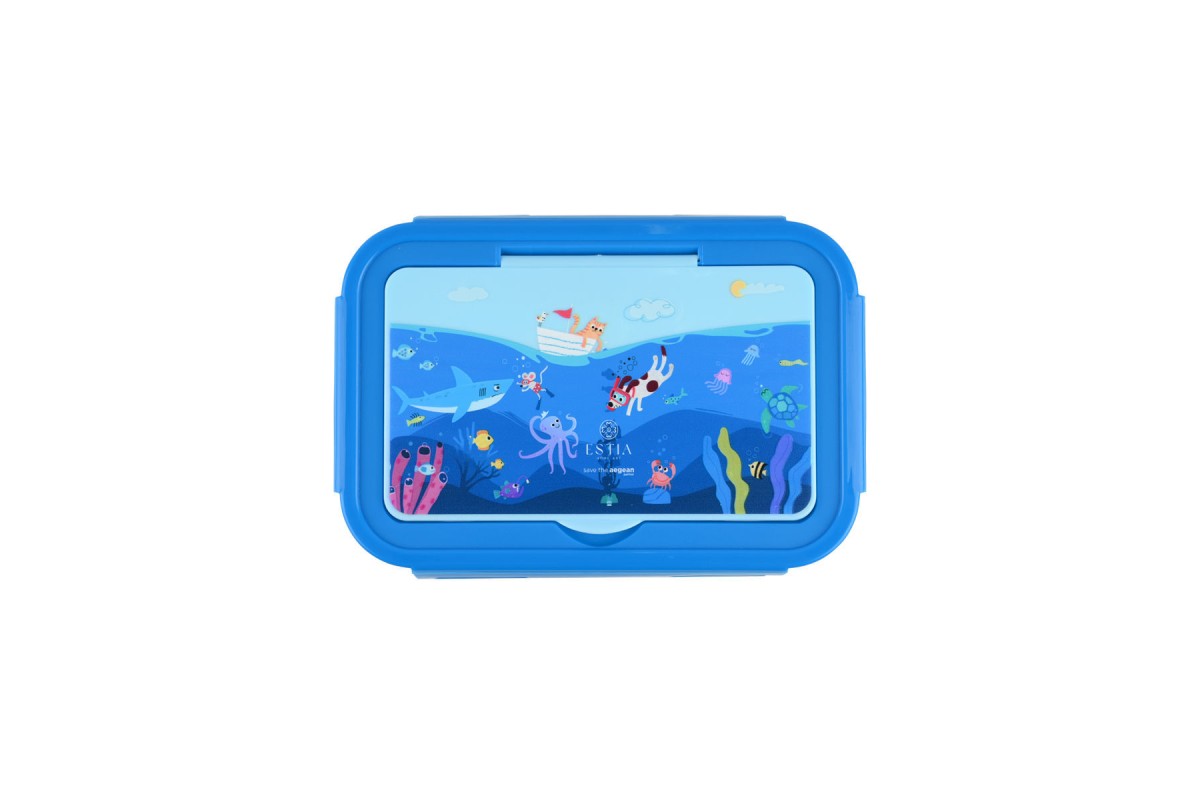 ESTIA ΠΑΙΔΙΚΟ ΦΑΓΗΤΟΔΟΧΕΙΟ SAVE THE AEGEAN 1400ml ΜΕ 3 ΘΗΚΕΣ OCEAN PLAY