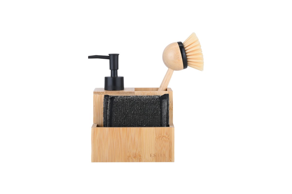 ESTIA ΔΟΧΕΙΟ ΥΓΡΟΥ ΠΙΑΤΩΝ BAMBOO ESSENTIALS ΜΕ ΣΦΟΥΓΓΑΡΙΑ ΚΑΙ ΒΟΥΡΤΣΑ