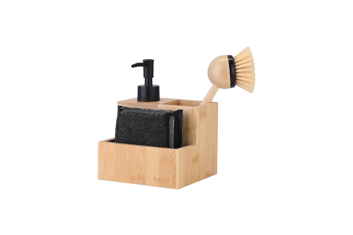 ESTIA ΔΟΧΕΙΟ ΥΓΡΟΥ ΠΙΑΤΩΝ BAMBOO ESSENTIALS ΜΕ ΣΦΟΥΓΓΑΡΙΑ ΚΑΙ ΒΟΥΡΤΣΑ